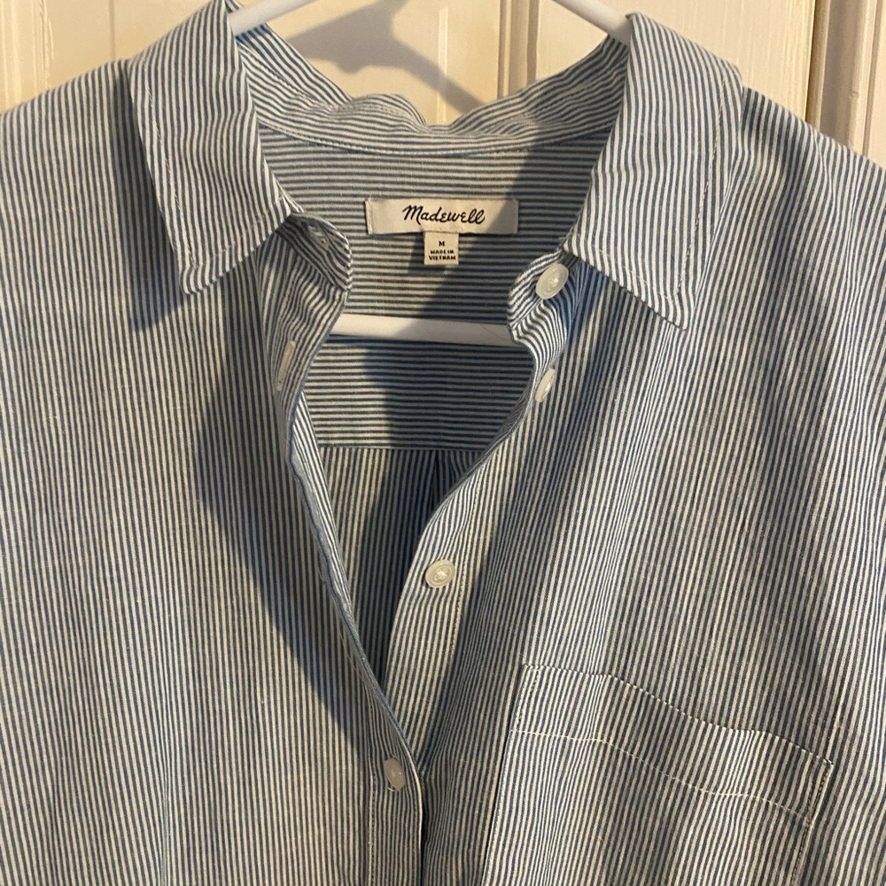 Side Button Oversized Ex-Boyfriend shirt in stripe